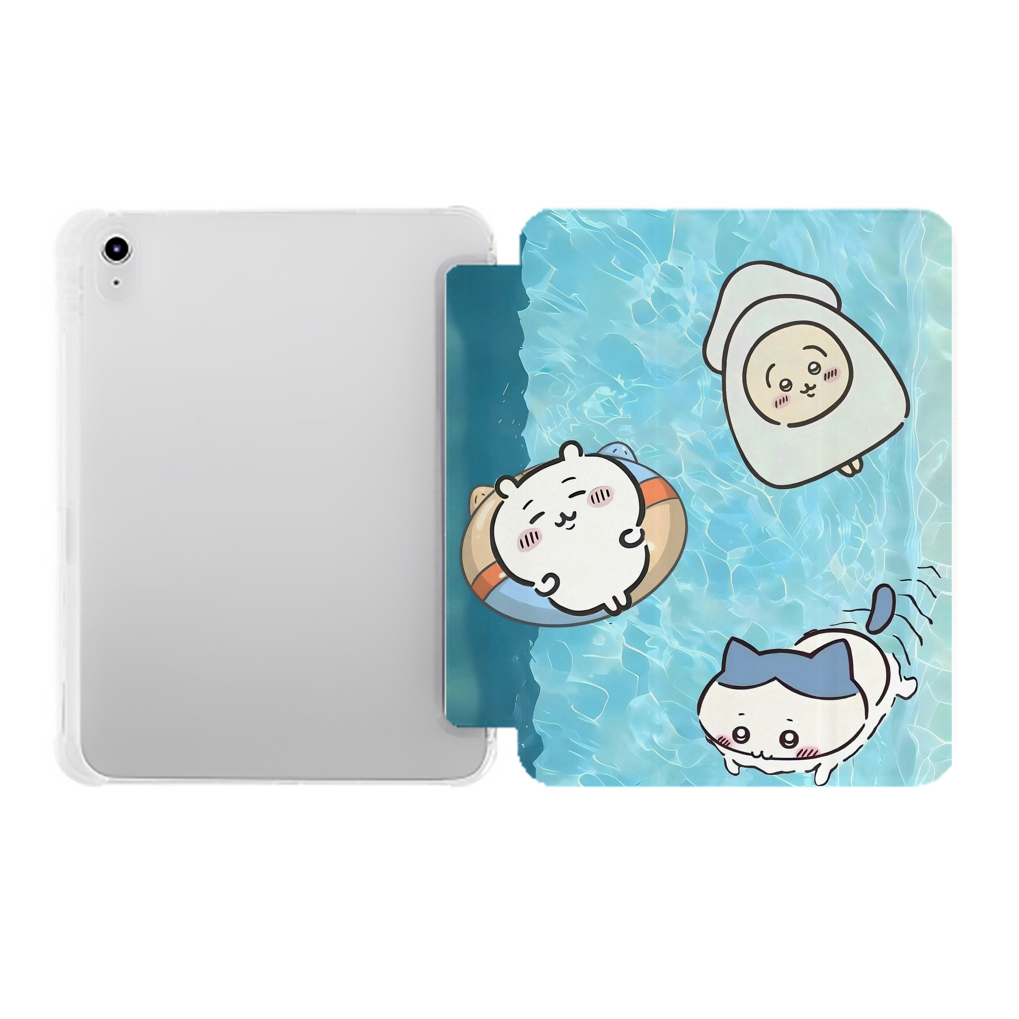 （画像用） ちいかわ Chii-kawa IPad ケース ペン収納付き 三つ折りスタンド PUレザー×シリコン 対応機種9.5/10.5/10.9インチ